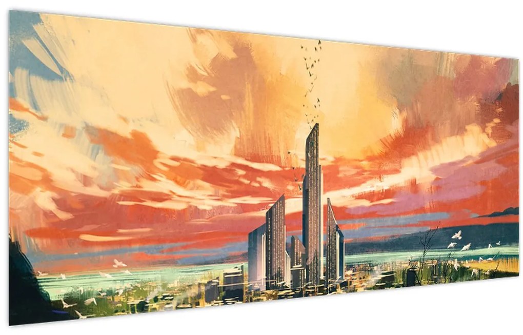 Obraz - Maľované mesto (120x50 cm)