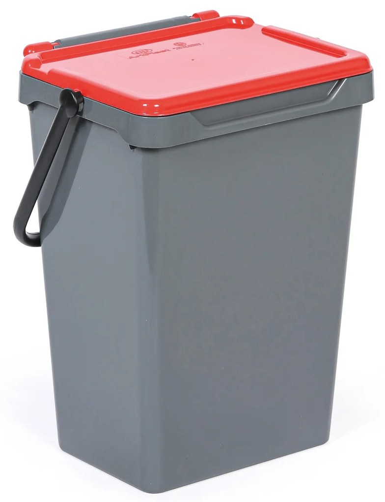 Plastový odpadkový kôš na triedenie odpadu, sivá + červená, 35 l