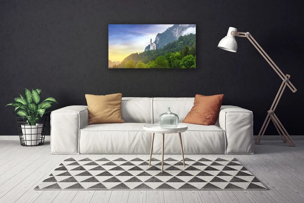 Obraz Canvas Zámok v horách les príroda 120x60 cm