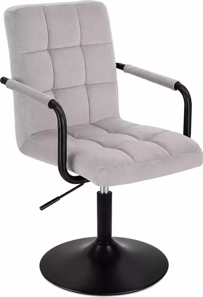 LuxuryForm DESIGN Otočná stolička VERONA BLACK VELUR na čiernom tanieri - svetlosivá