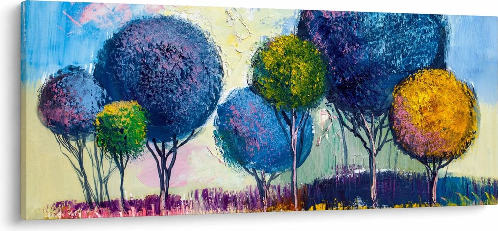 Obraz kopulovitých stromov, olejomaľba (120x50 cm)