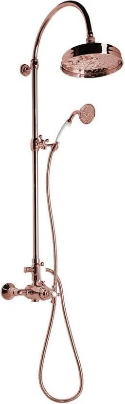 Ružová mosadzná sprchová súprava s termostatickou batériou s hlavovou sprchou a ručnou sprchou 142 cm Antea – Sapho