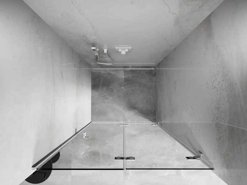 Mexen, Mexen Lunar-F pravé sklápacie sprchové dvere 65 cm, transparentné, biele - 836-065-000-20-00-P