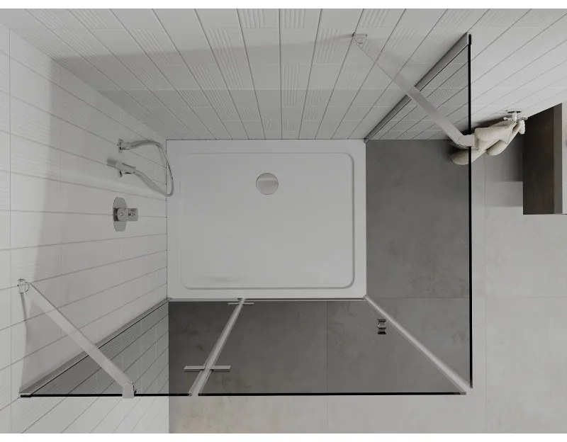 Mexen Roma, sprchový kút s krídlovými dverami 70 (dvere) x 100 (stena) cm, 6mm šedé sklo, chrómový profil + slim sprchová vanička biela + chrómový sifón, 854-070-100-01-40-4010