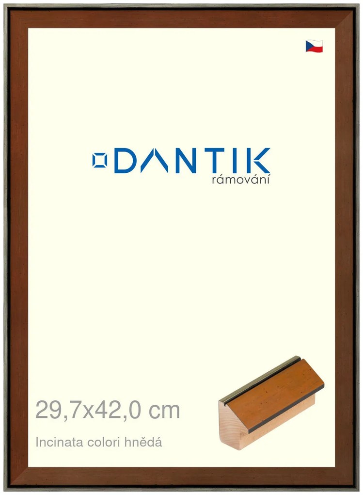 DANTIK rám na obraz 29,7x42 | INCLINATA colori hnědá (Plexi Čiré)