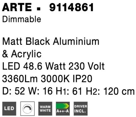 LED luster Arte 52 čierne