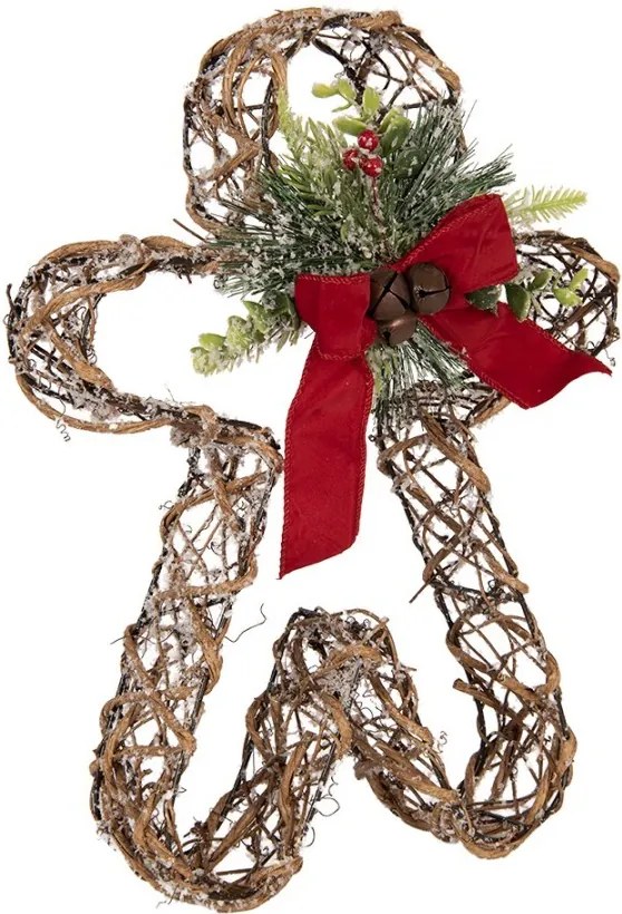 Christmas Decoration With LED Lighting Gingerbread Man 50x8x41 Cm / 3xAA Brown Rattan - 31*11*41 cm