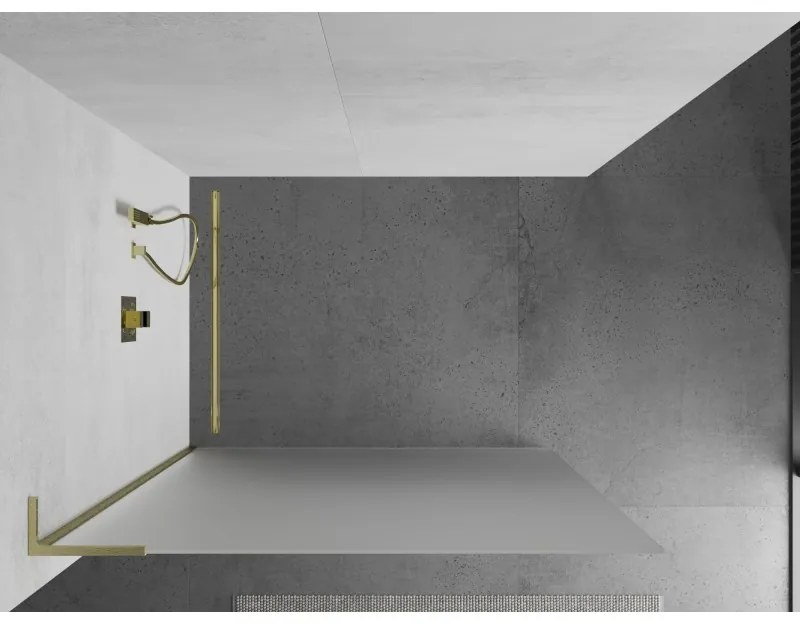 Mexen Kioto L, sprchová zástena Walk-In 80 x 200 cm, 8mm sklo námraza, zlatý matný profil, 800-080-103-55-30