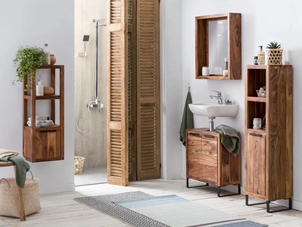 furniture-nabytek.cz - Masivní skříňka pod umyvadlo Sydney z akáciového dřeva, lakovaná, hnědá – 56×25×60 cm