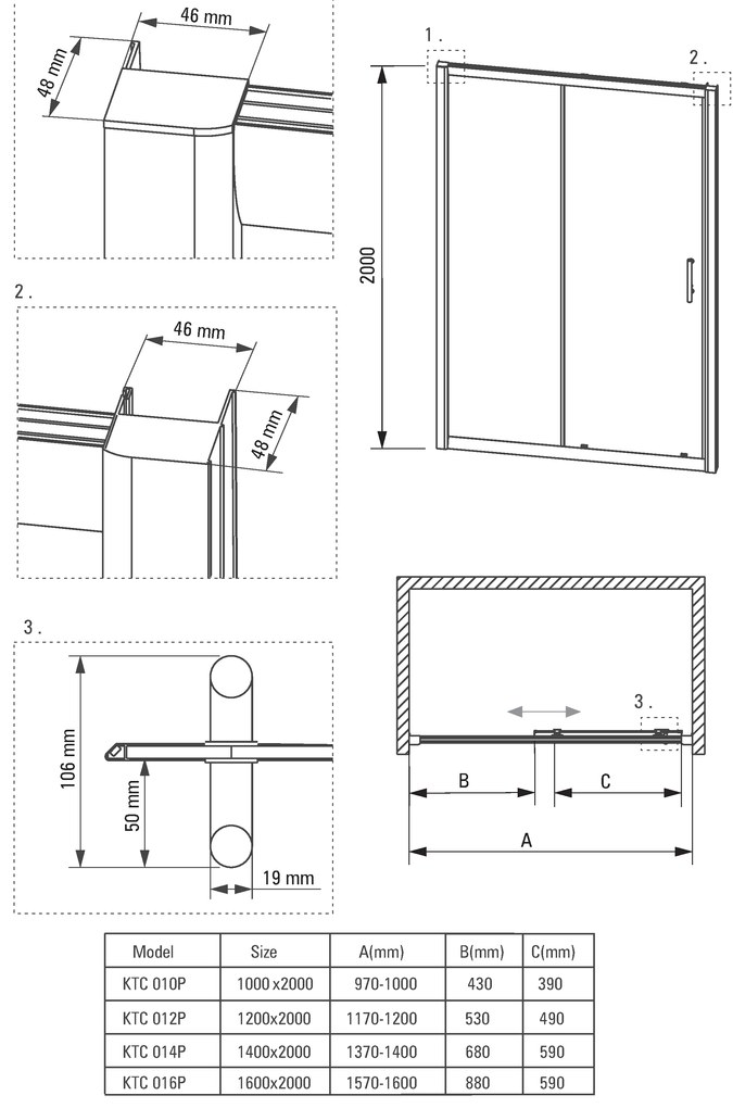 Deante Cynia, posuvné dvere do otvoru 140x200 cm, 6mm číre sklo s EasyClean, chrómový profil, DEA-KTC_014P