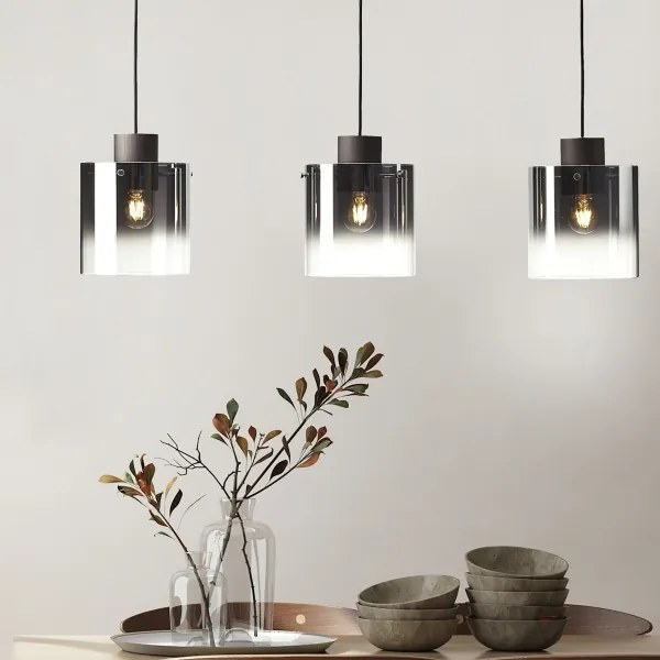 Brilliant - Luster na lanku BETH 3xE27/60W/230V čierna/dymová