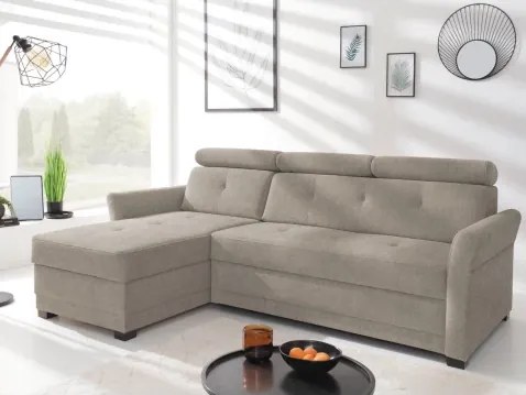 Rohová sedacia súprava Parris, hnedo-béžová taupe látka, ľavý roh%