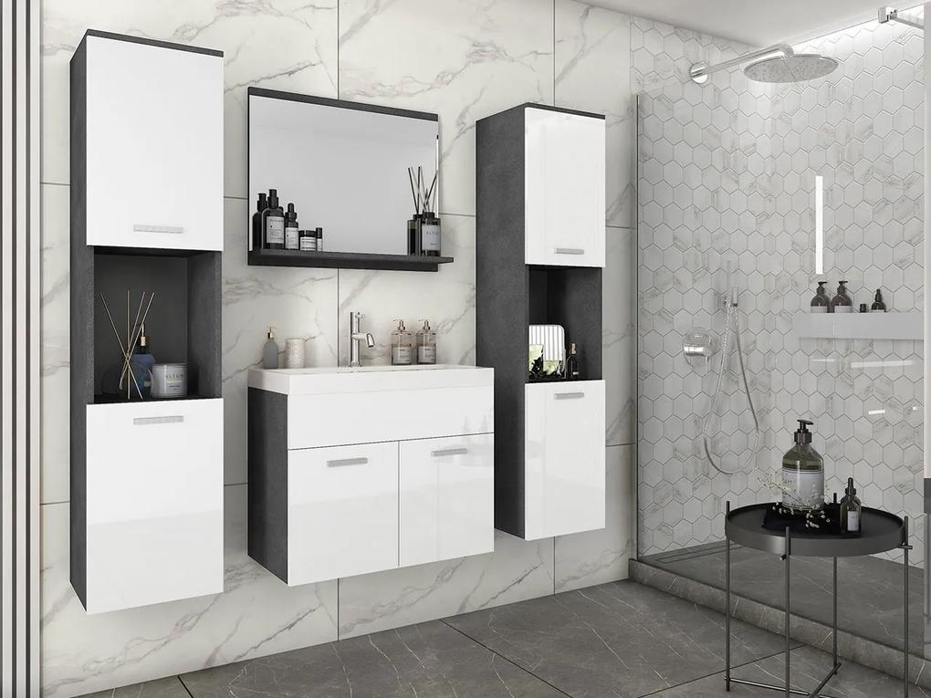 Kúpeľňový nábytok Floryna XL, Farby: biela / biely lesk, Sifón: bez sifónu, Umývadlová batéria: Platino BCZ 020M