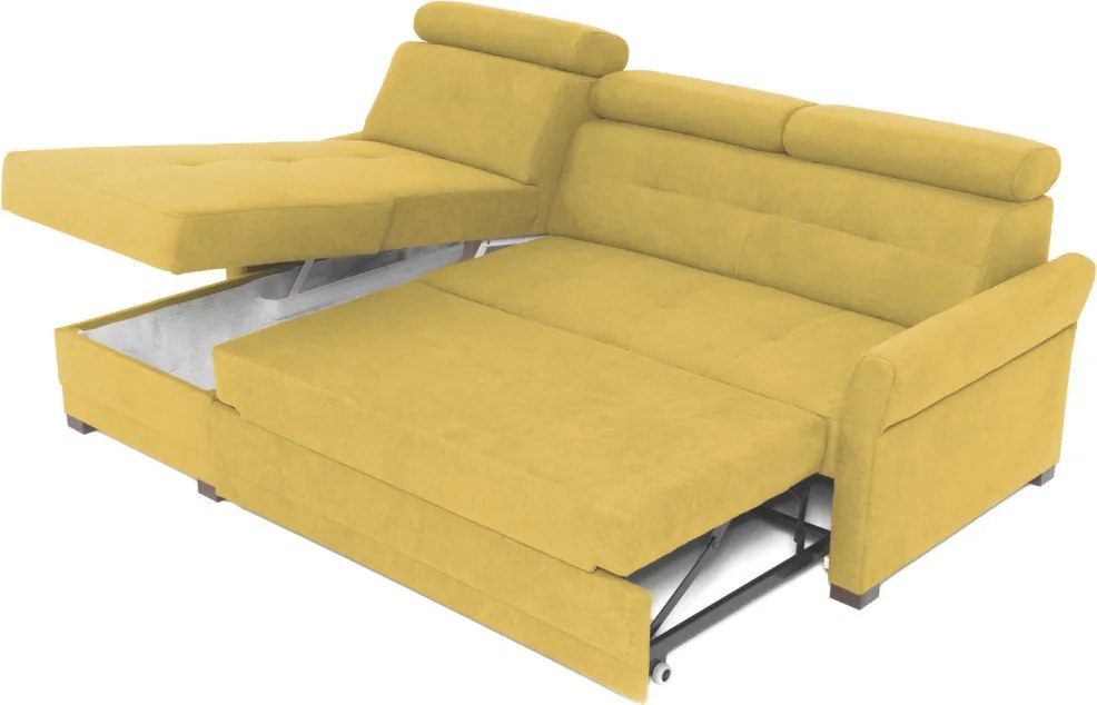 Rohová sedacia súprava Harris, žltá kari látka,ľavý roh