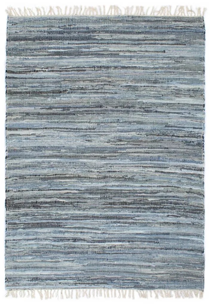 vidaXL Ručne tkaný koberec Chindi modrý 160x230 cm riflovinový