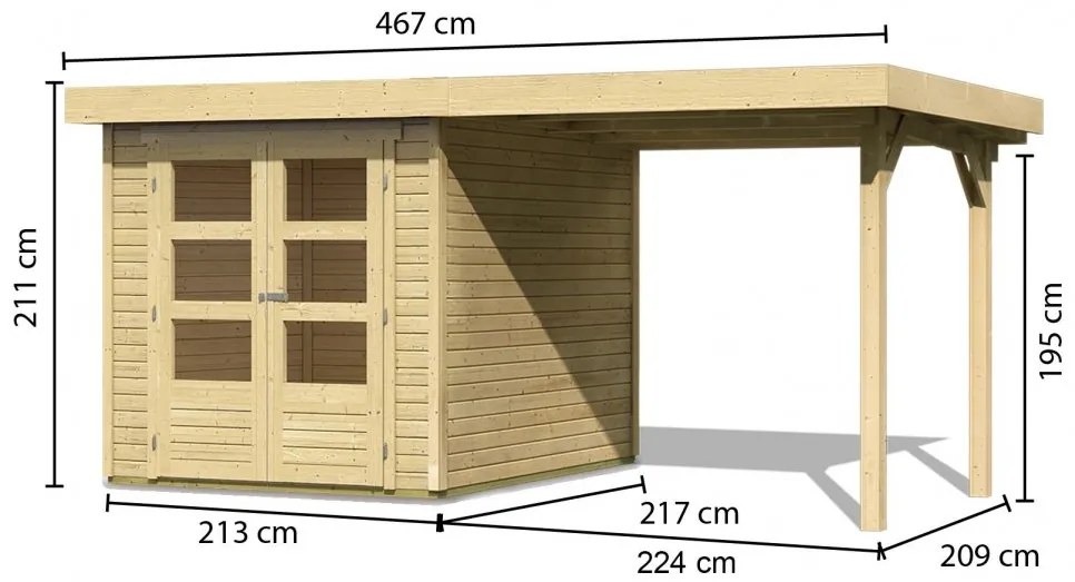 Drevený záhradný domček ASKOLA 2 s prístavkom 240 Lanitplast Antracit