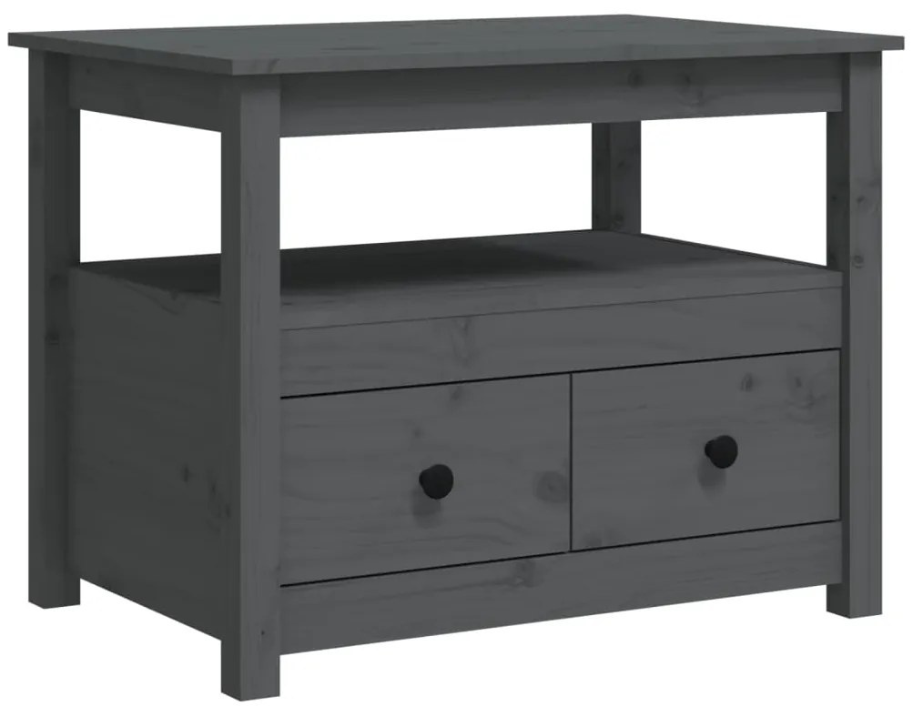vidaXL Konferenčný stolík sivý 71x49x55 cm borovicový masív