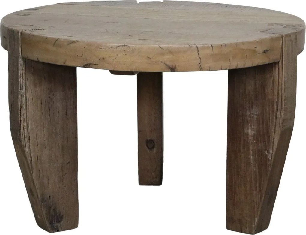Konferenčný stolík Grimaud z recyklovaného hnedého dreva – Ø 72*48 cm