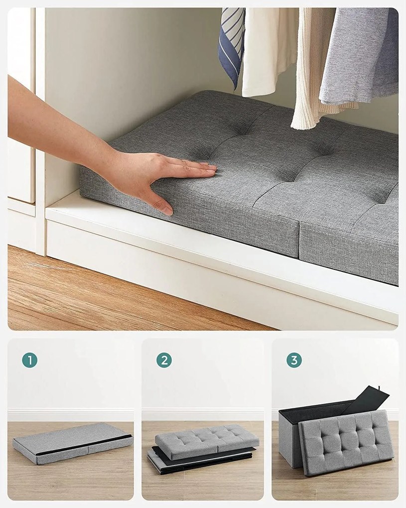 Taburetka 80 L, lavica s úložným priestorom, nosnosť 300 kg, svetlosivá