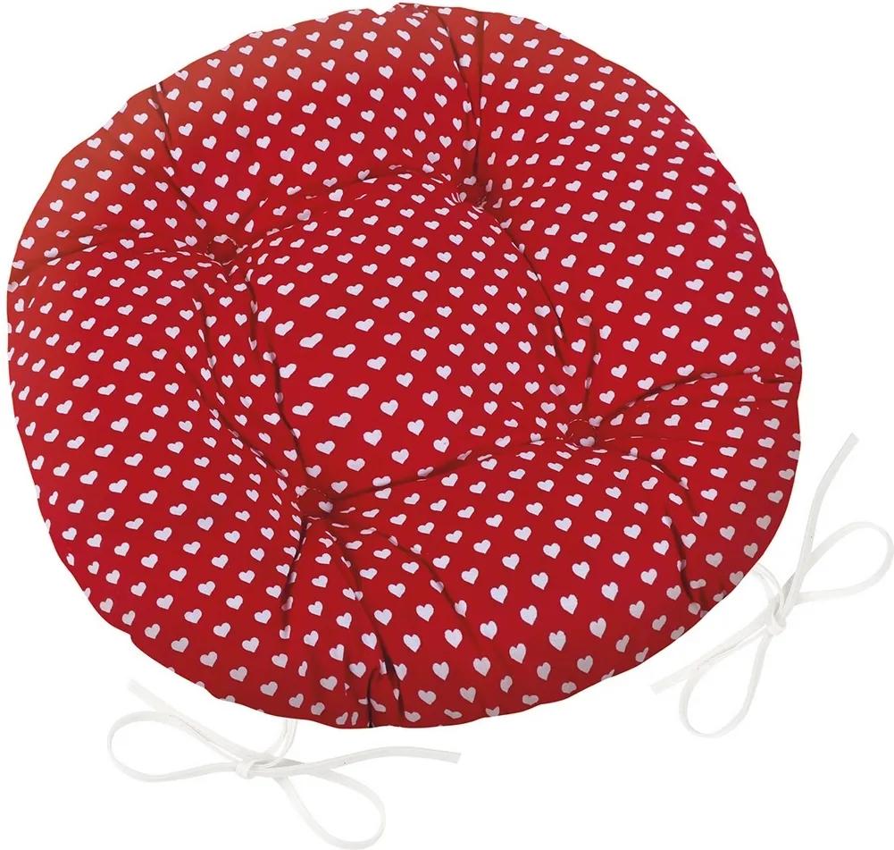 Bellatex Sedák Adela okrúhly prešívaný Srdiečka červená, 40 cm