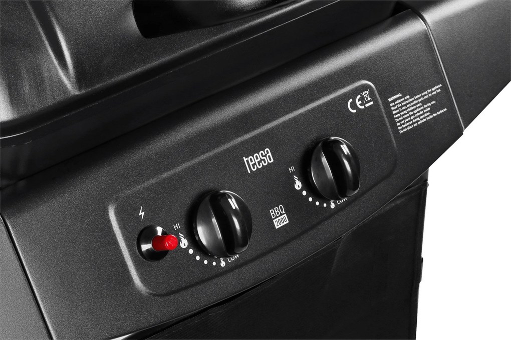 Teesa TSA0080 Plynový gril 2000, 2 horáky, 5 kW, čierny