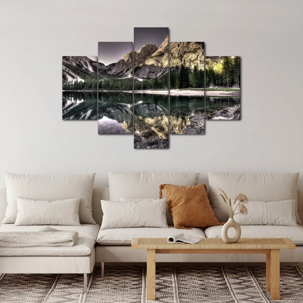 Obraz jazera v horách (150x105 cm)