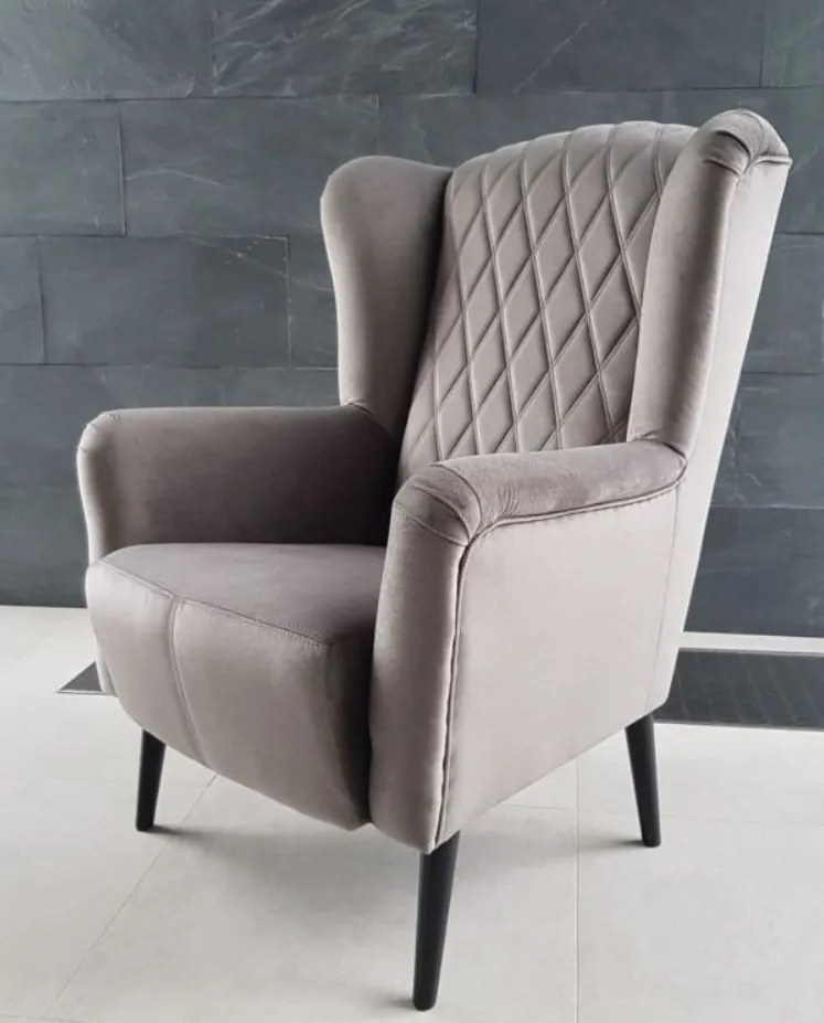 KRESLO UŠIAK LAURENT HNEDO ŠEDÝ ZAMAT RÔZNE FARBY LÁTKY