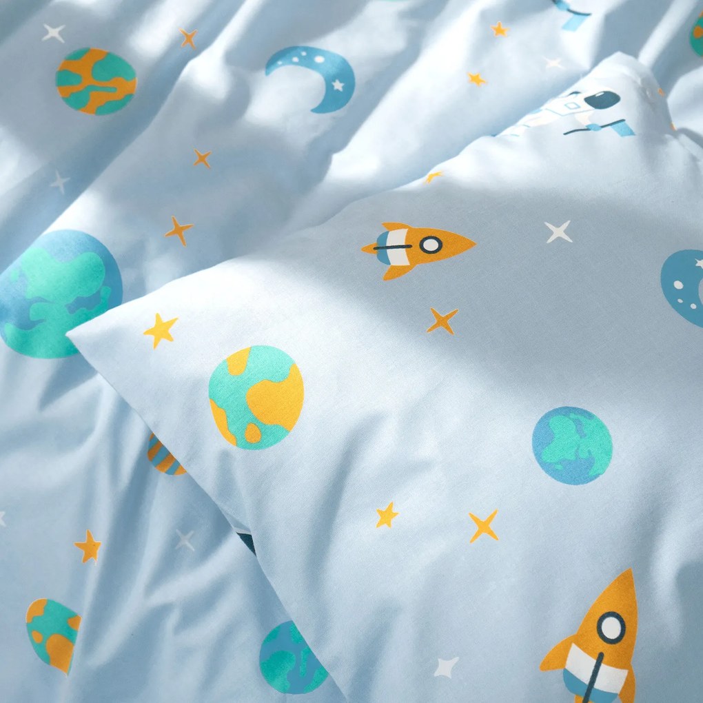 Goldea detské bavlnené obliečky - kozmonauti vo vesmíre 140 x 200 a 70 x 90 cm