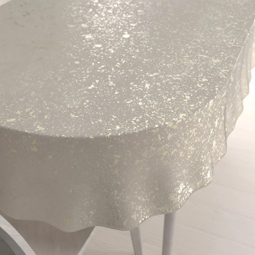 Biante Veľký zamatový oválny obrus Isabela IBL-001 Gold Design krémový 200x260 cm