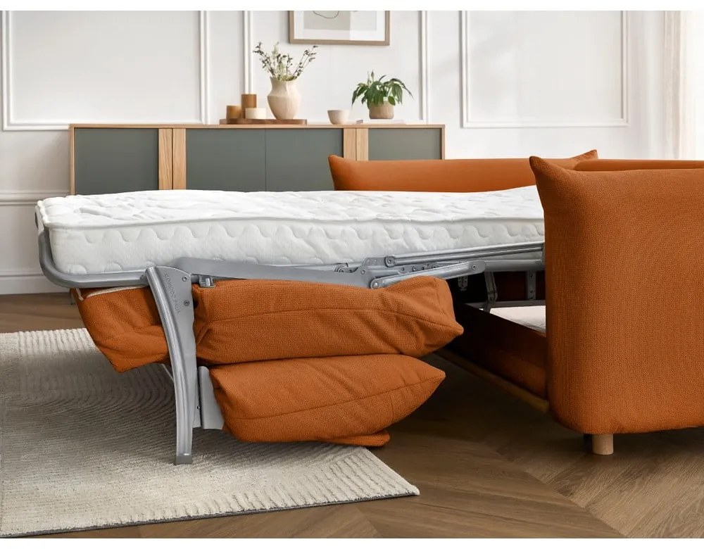 Oranžová rozkladacia pohovka 234 cm Ernest – Bobochic Paris