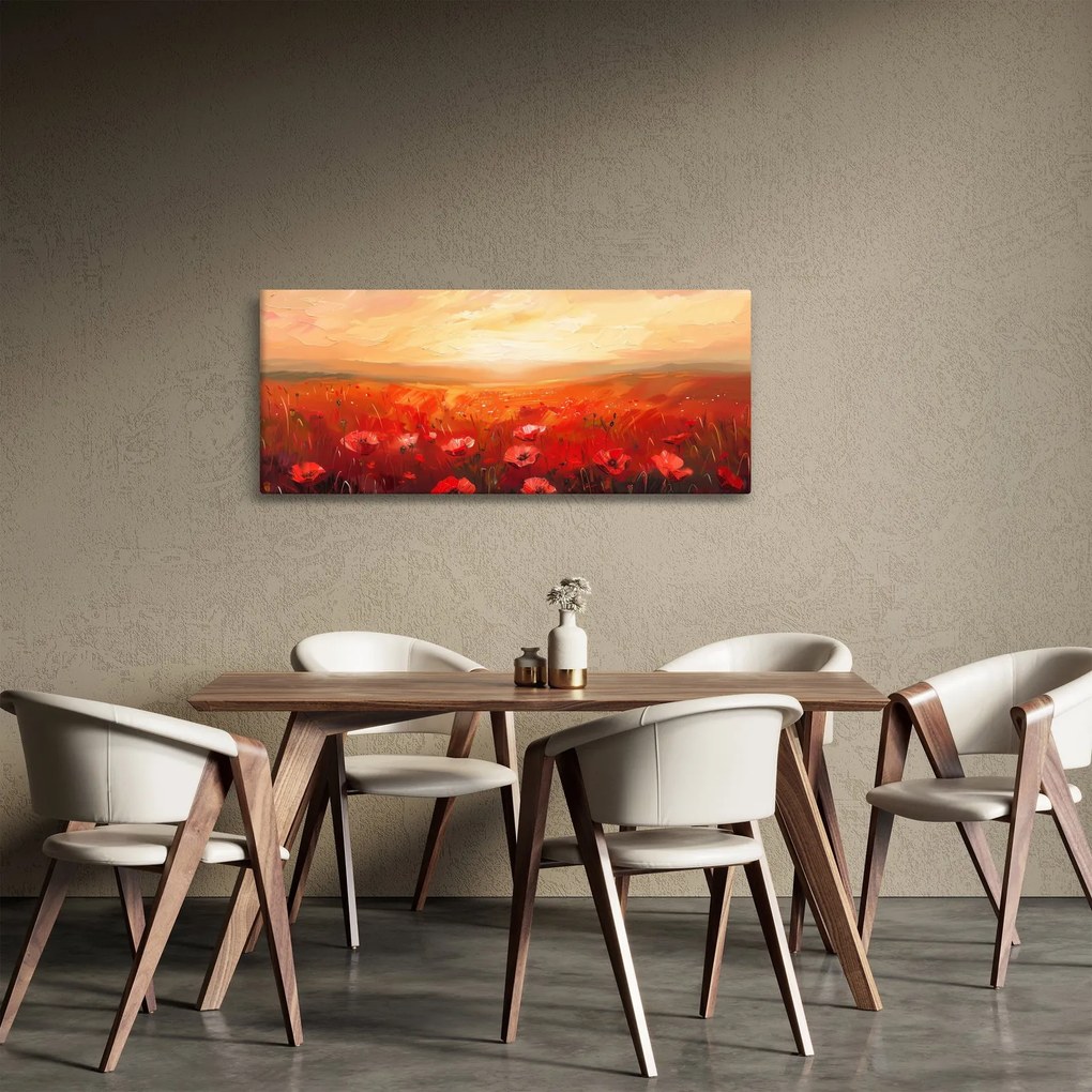 Obraz - Pole vlčích makov (120x50 cm)