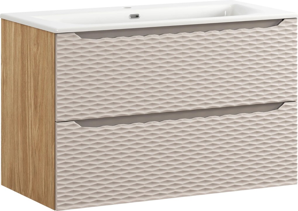 Comad Kúpeľňová skrinka s keramickým umývadlom Ocean Beige II 90 cm - béžová