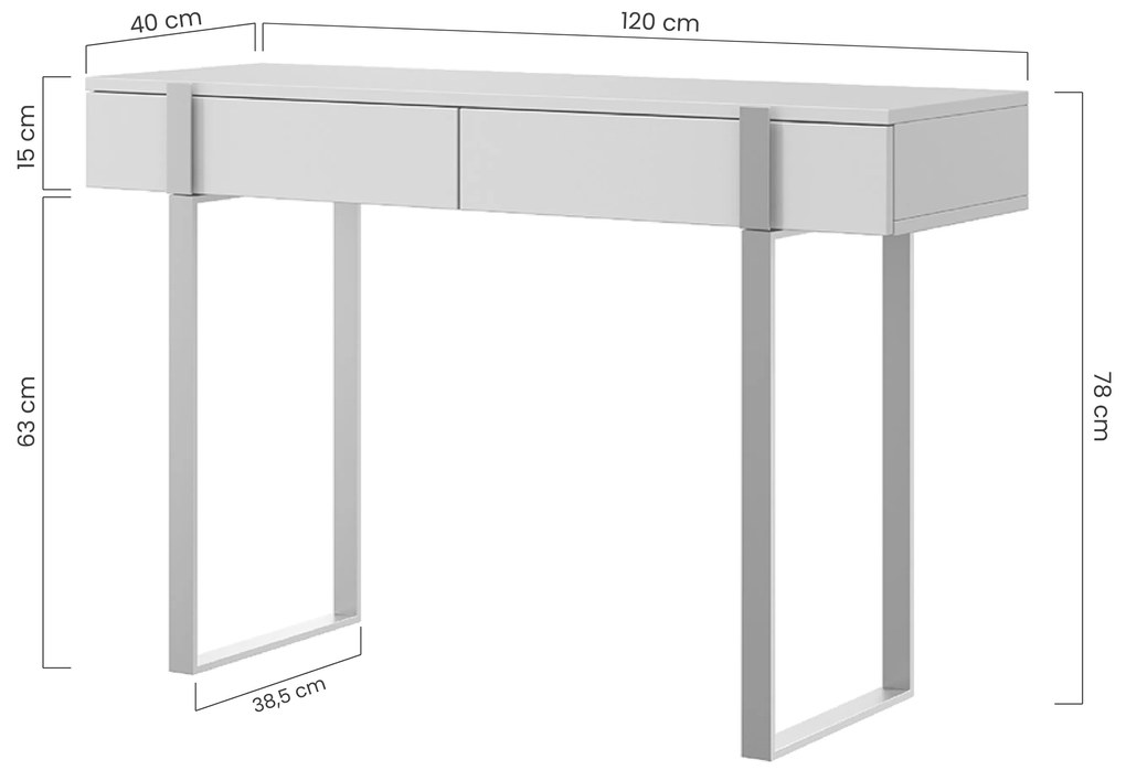 Toaletný stolík Verica 120 cm - kašmírová / zlaté nožičky