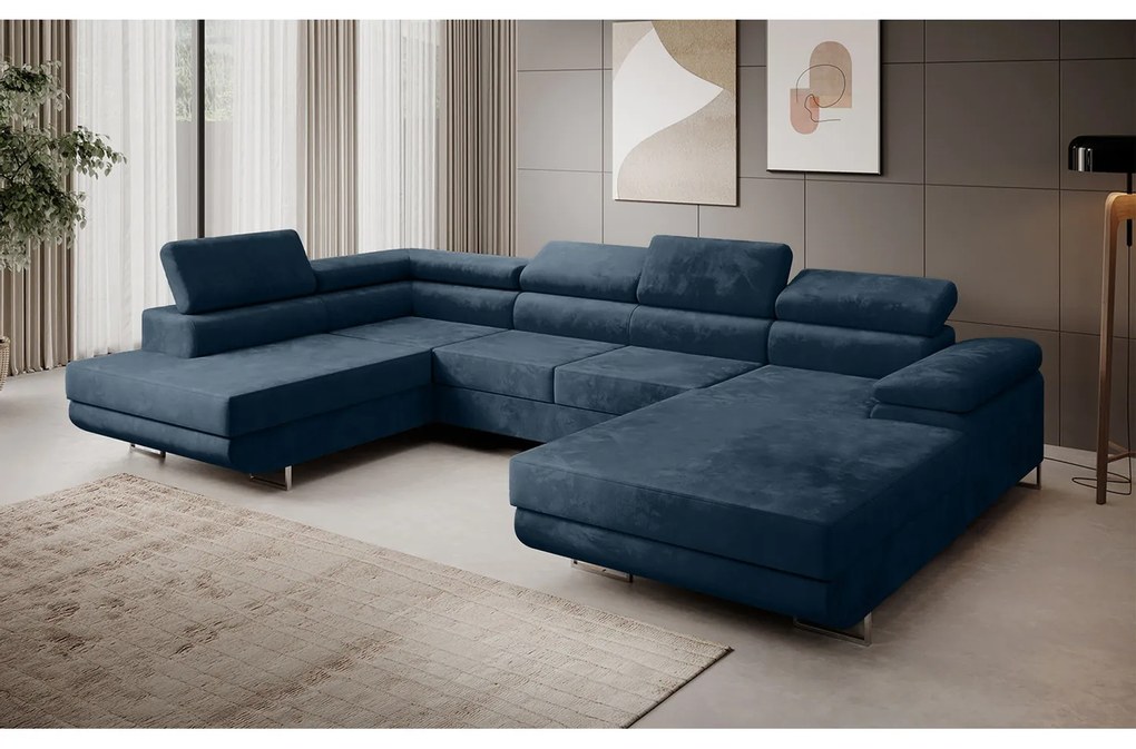 Rohová rozkladacia sedacia súprava U 274 MARYEN Pravá Svetlo hnedá