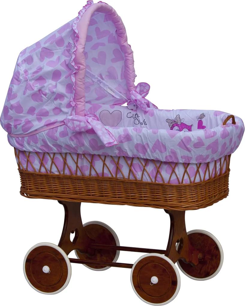 Proutěný košík na miminko s boudičkou Scarlett Kulíšek - růžová
