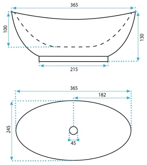 REA-U6803 - Umývadlo na dosku KATE 24,5x36,5 cm keramika/lesklá biela