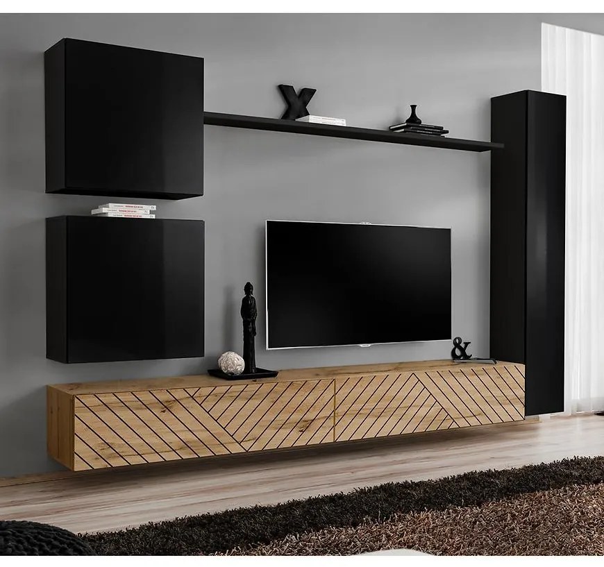 Obývacia Stena Switch VIII Line Čierna/Wotan