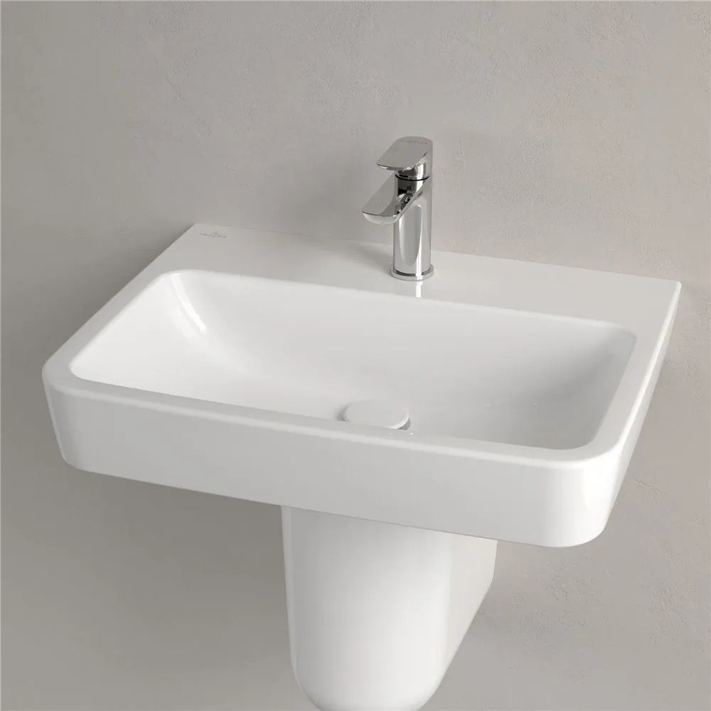 VILLEROY & BOCH O.novo závesné umývadlo s otvorom, bez prepadu, 600 x 460 mm, biela alpská, s povrchom AntiBac a CeramicPlus, 4A4161T2