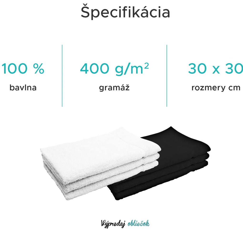 Uterák Classic 30x30 cm biely, 100% bavlna