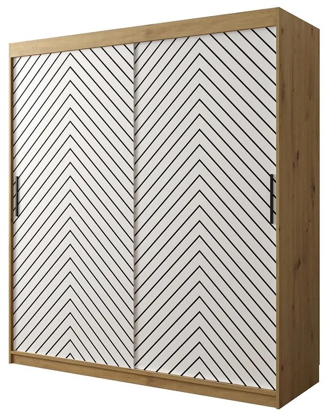 Skriňa Jodełka 1 180 dub Artisan/biely/čierna