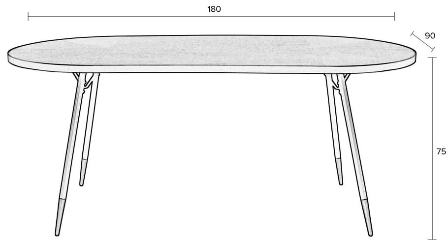 Jedálenský stôl s doskou v dekore jaseňového dreva 90x180 cm Denise – White Label