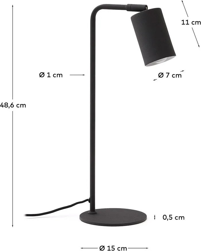 Čierna kovová stolová lampa (výška 49 cm) Manie – Kave Home