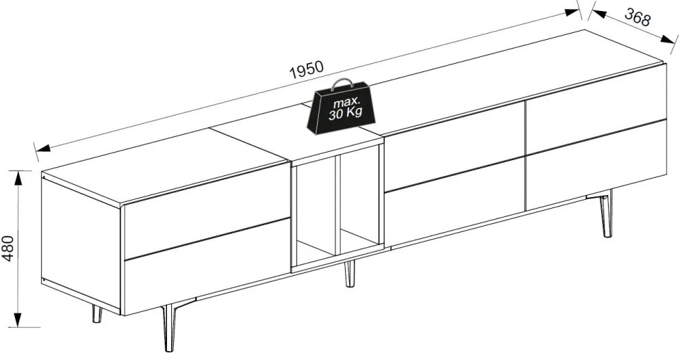 Široká TV skrinka Nola, dub artisan/čierna
