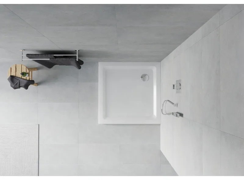 Mexen Slim, štvorcová sprchová vanička 90x90x5 cm + sifón, biela, 40109090