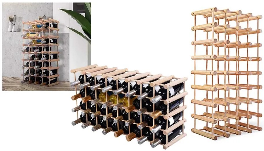 Drevený regál na víno pre 36-40 fliaš