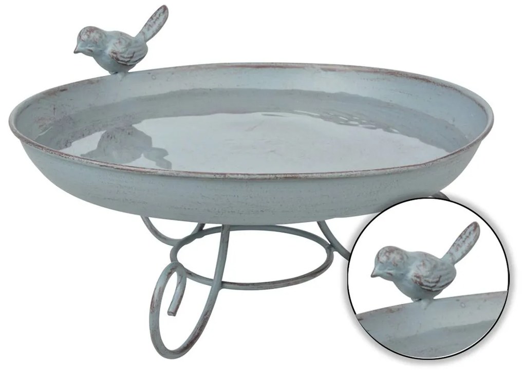 Napájadlo pre vtáky Ali, 12x21,5 cm, kov, sivá