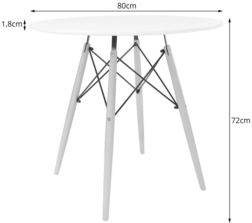 Okrúhly stôl TODI 80 cm - biely 9403 20 80 00
