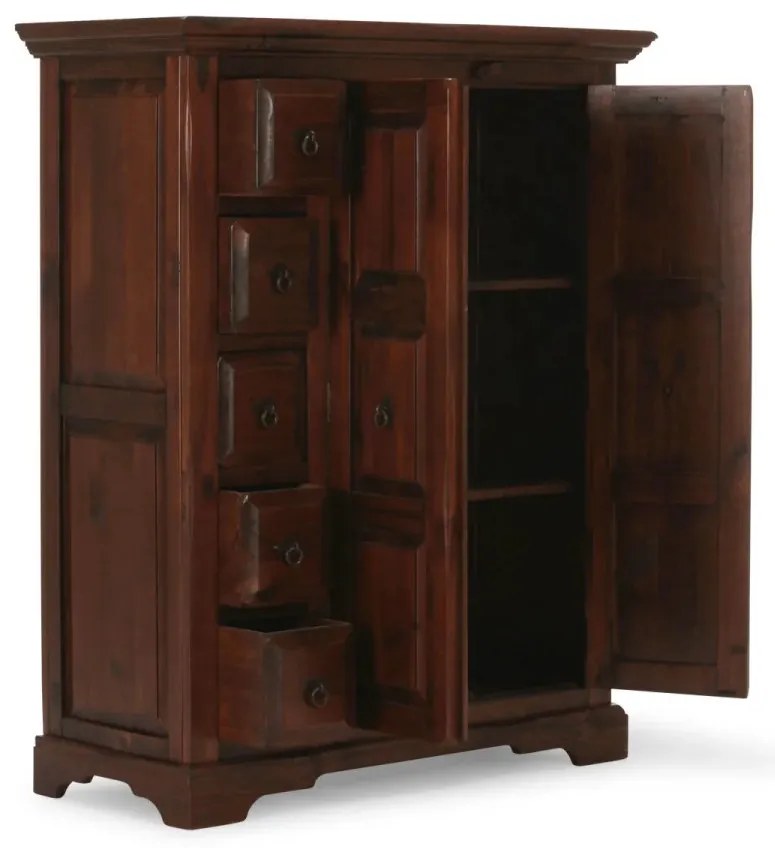 furniture-nabytek.cz - Masivní komoda Highboard Catana z borovice, hnědá, lakovaná – 107×45×130 cm