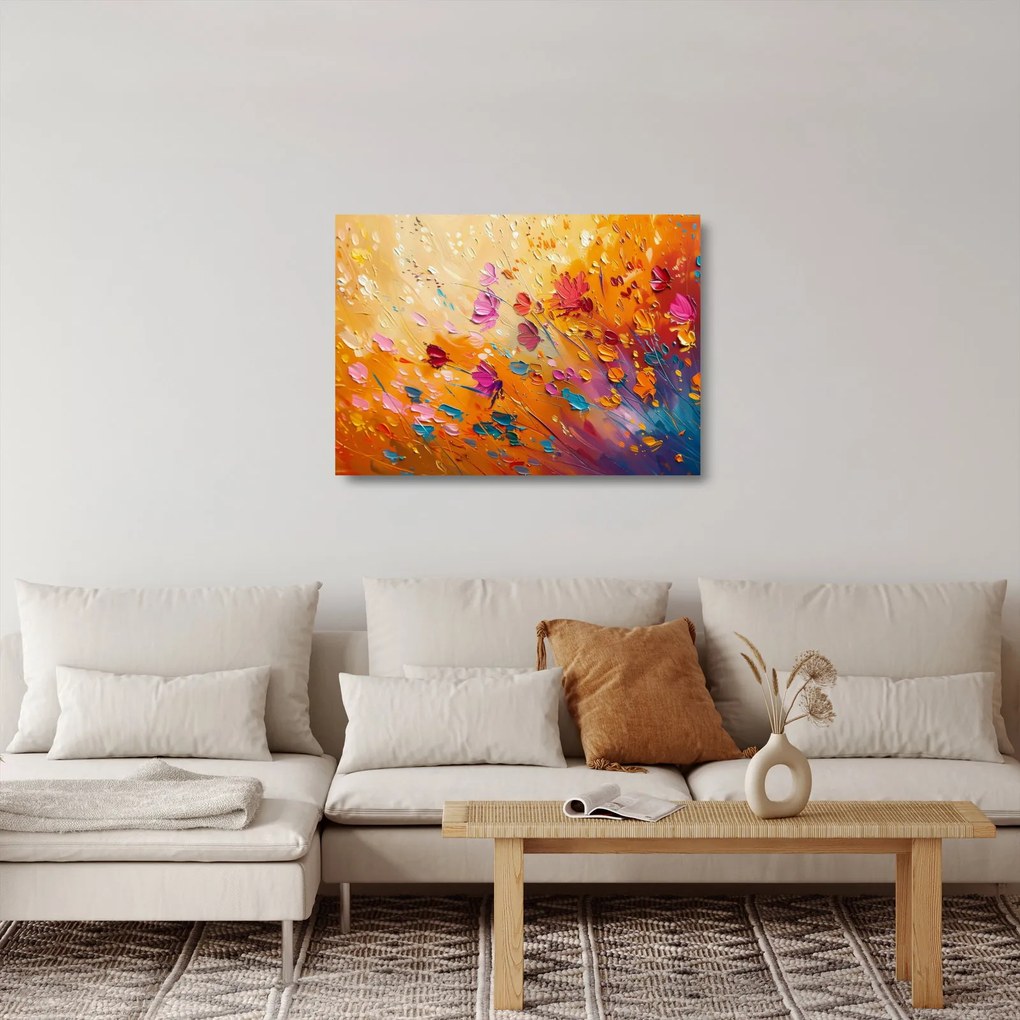 Sklenený obraz - Maľba farebných kvetov (70x50 cm)