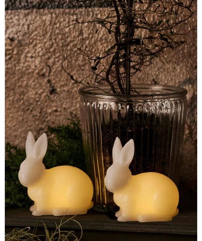 SIRIUS LED sviečka s králikom, biela, sada 2 ks, 10 cm